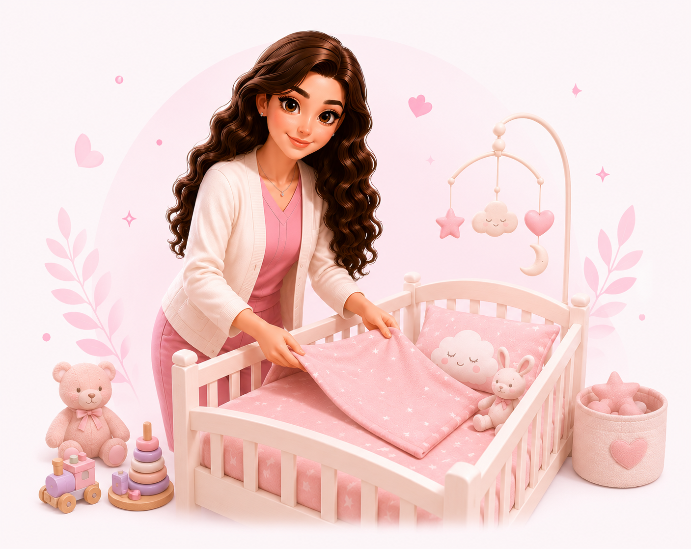 شخصية سارا في مساحة دافئة مخصصة لدعم رحلة الحمل
